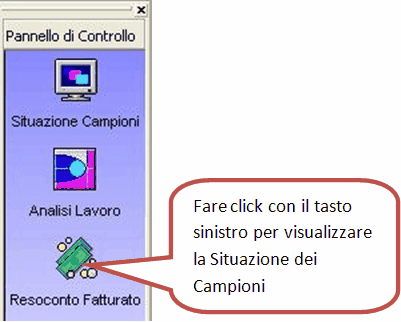 pannello di controllo resoconto fatturato